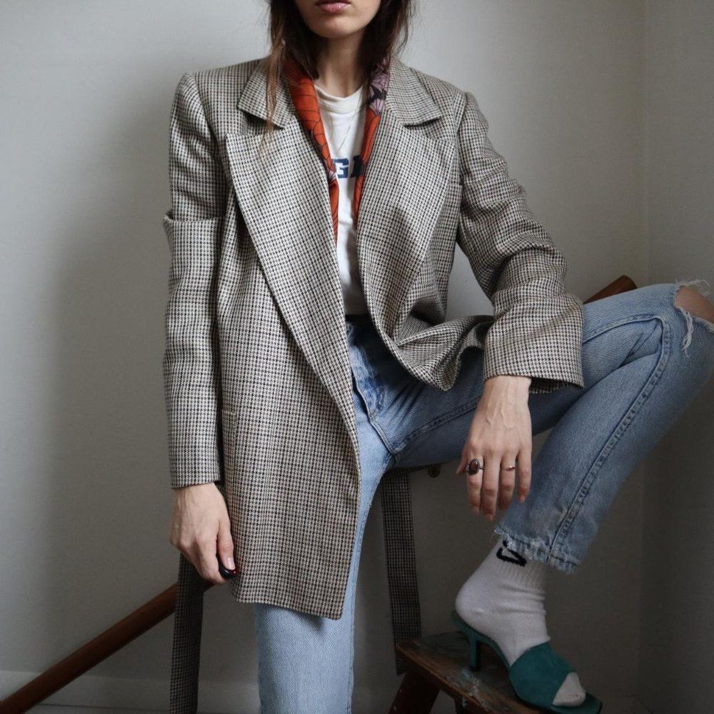 Vintage Union Made Calvin Klein Classics Houndstooth Blazer - Picture 2 of 4